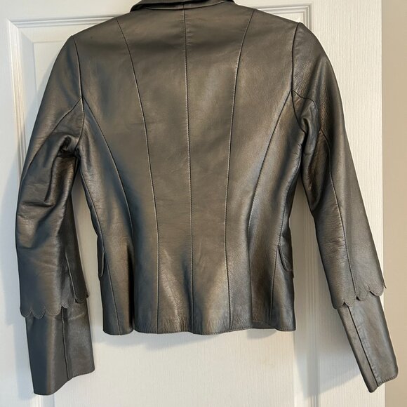 Danier Genuine Leather Blazer – Silver Taupe | Size P (0-2) - Picture 7 of 7